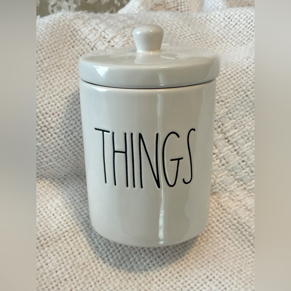 Rae Dunn Cream Ceramic 'THINGS' Jar